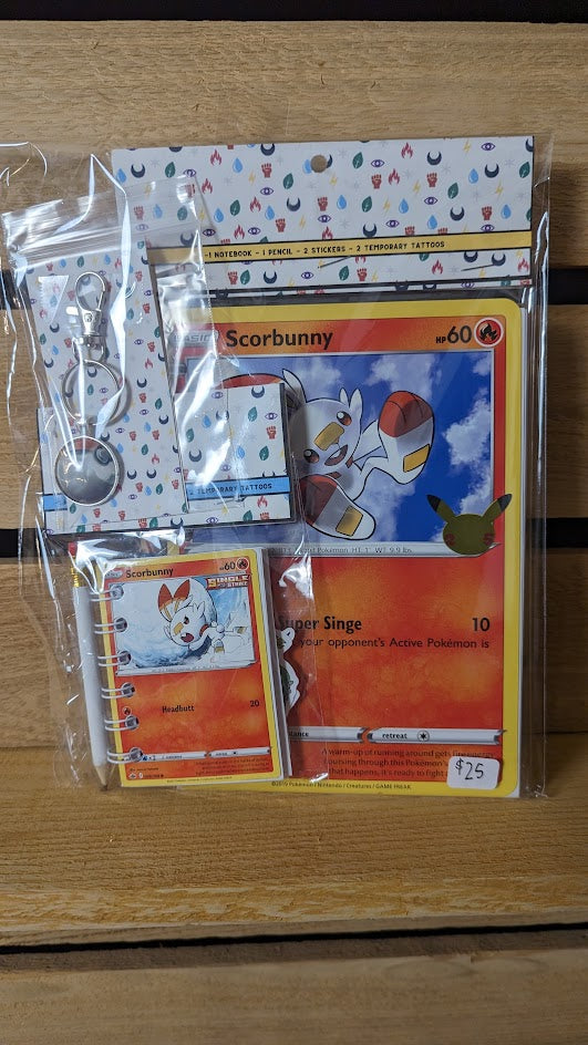 Bundle Pack: Scorbunny Pokémon Card Notebooks + Pokéball Keychain