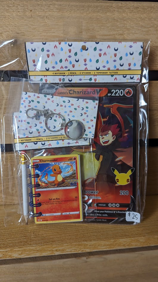 Bundle Pack: Charmander & Lance's Charizard Pokémon Card Notebooks + Pokéball Keychain