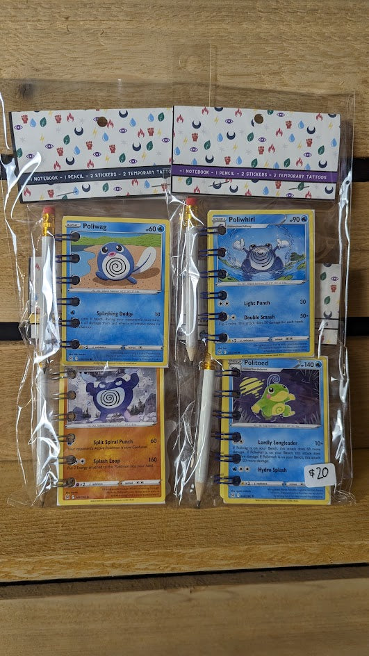 Bundle Pack: Poliwag, Poliwhirl, Poliwrath & politoed Pokémon Card Notebooks