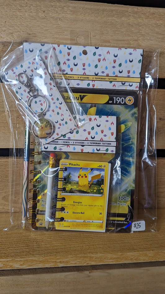 Bundle Pack: Pikachu Pokémon Card Notebooks + Keychain