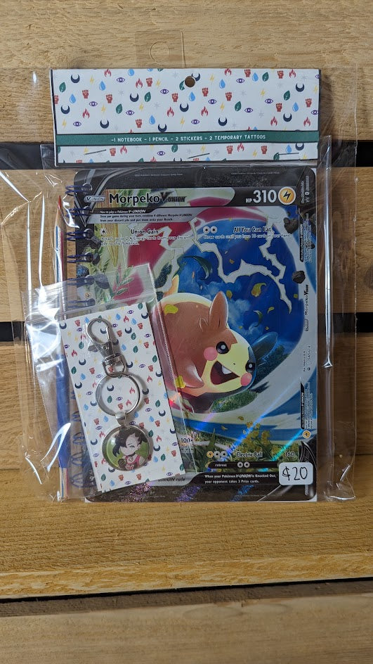 Bundle Pack: Morpeko Pokémon Card Notebook + Marnie Keychain