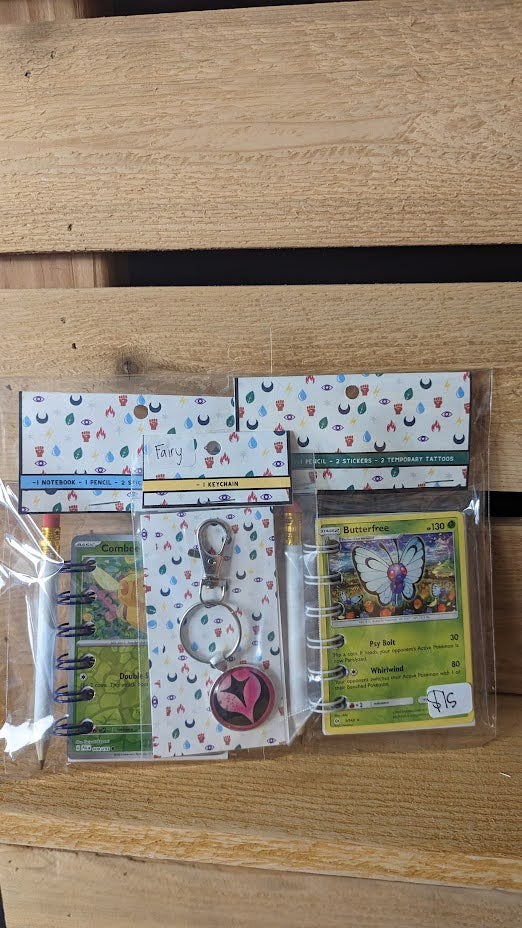 Bundle Pack: Combee & Butterfree Pokémon Card Notebooks + Fairy Keychain