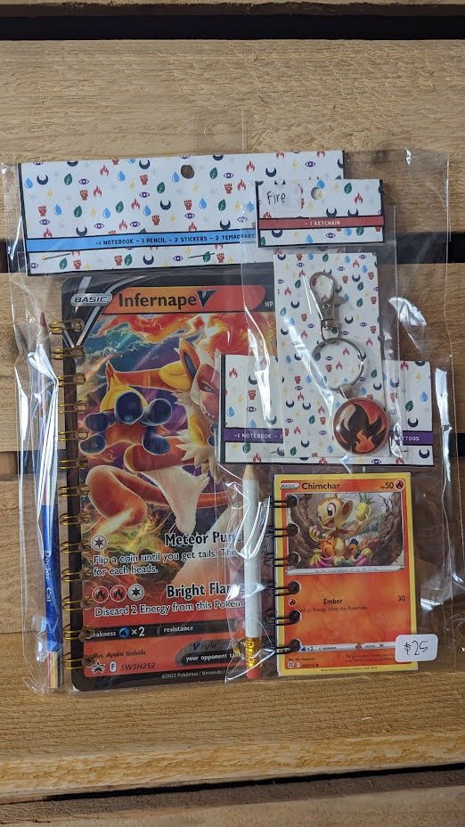 Bundle Pack: Infernape & Chimchar Pokémon Card Notebooks + Fire Energy Keychain