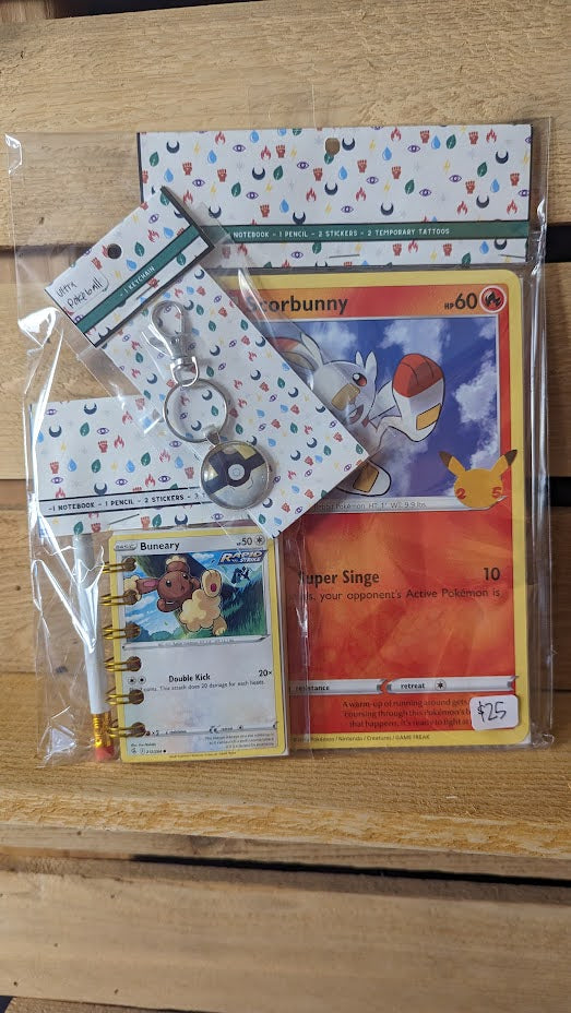 Bundle Pack: Scorbunny & Buneary Pokémon Card Notebooks + Ultra Pokéball Keychain