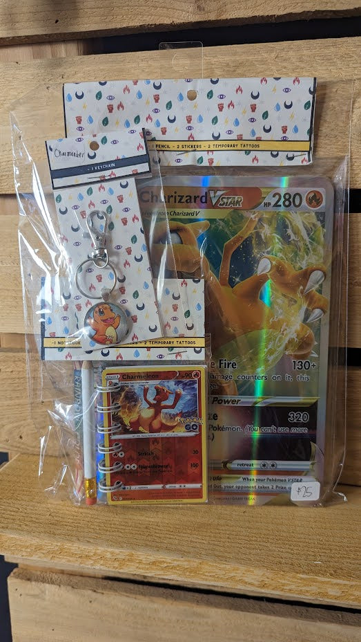 Bundle Pack: Charizard, Charmeleon Pokémon Card Notebooks + Charmander Keychain