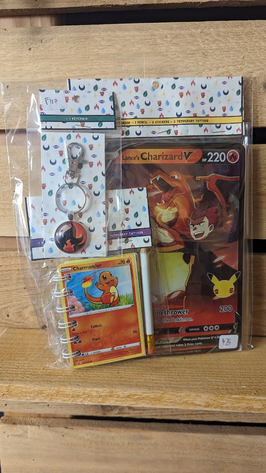 Bundle Pack: Charmander & Charizard Pokémon Card Notebooks + Fire Energy Keychain