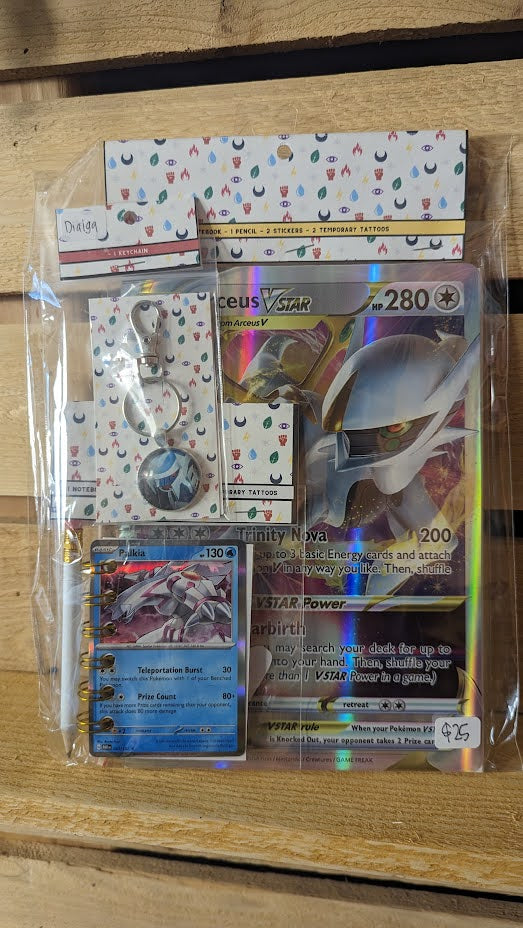 Bundle Pack: Arceus & Palkia Pokémon Card Notebooks + Dialga Keychain