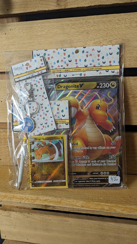 Bundle Pack: Dragonite Pokémon Card Notebooks + Dratini Keychain