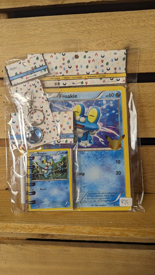 Bundle Pack: Froakie Pokémon Card Notebooks + Water Energy Keychain