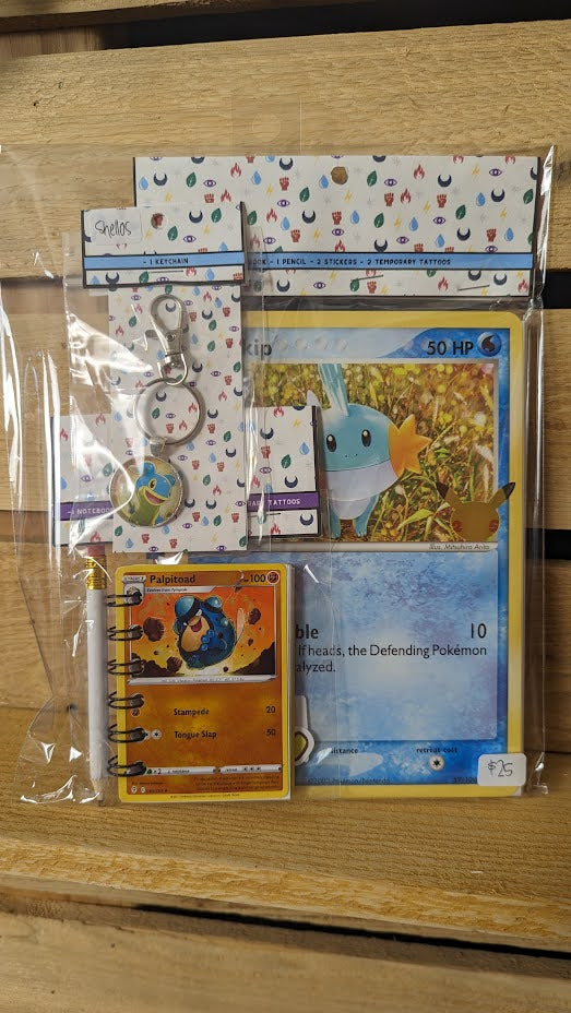 Bundle Pack: Mudkip & Palpitoad Pokémon Card Notebooks + Shellos Keychain