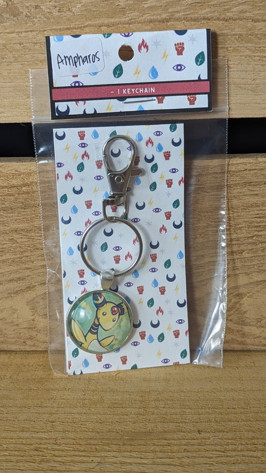 Ampharos Pokémon Card Keychain