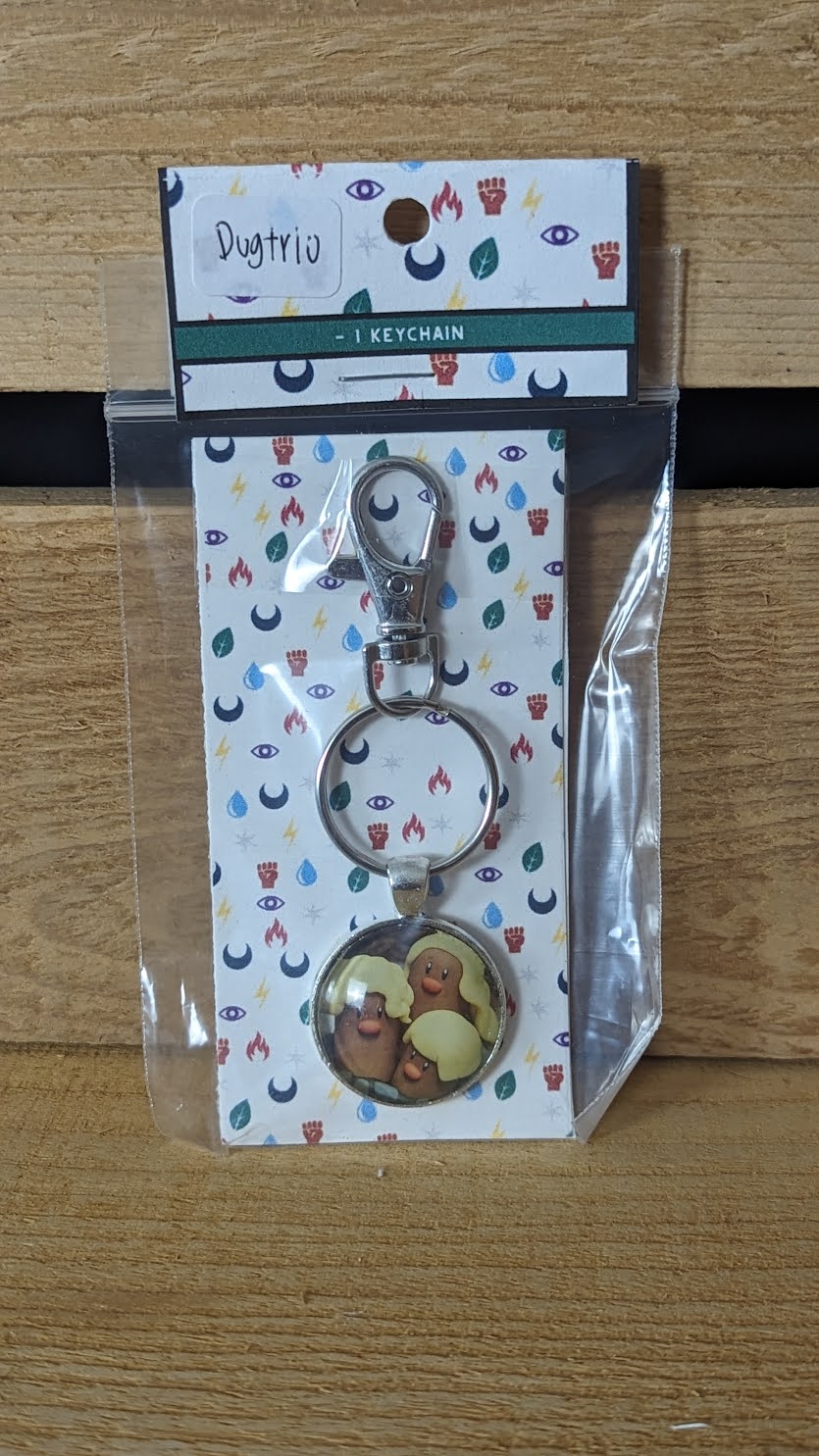 Dugtrio Pokémon Card Keychain