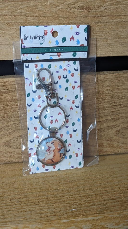 Growlithe Pokémon Card Keychain