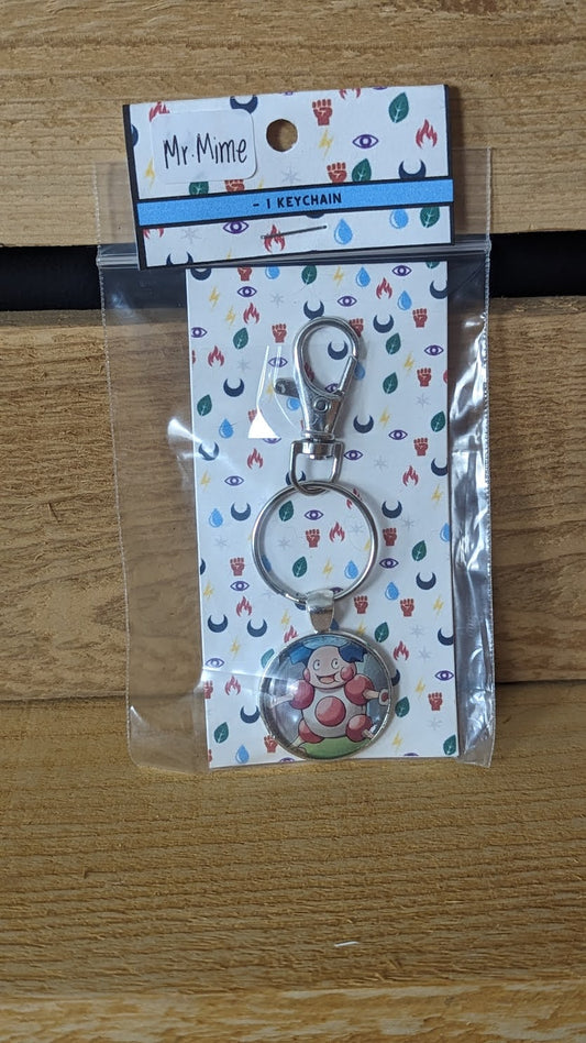 Mr. Mime Pokémon Card Keychain