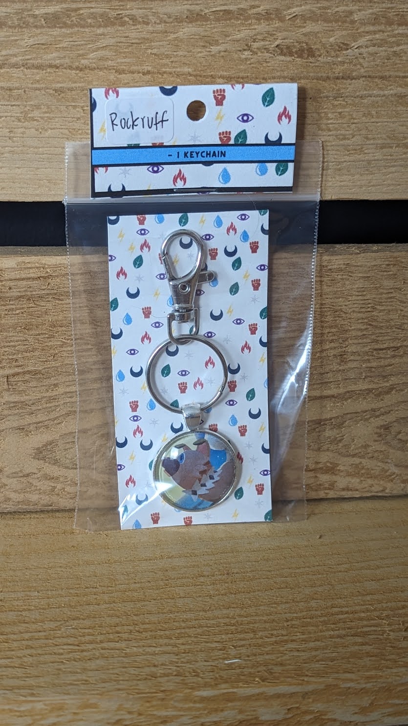 Rockruff Pokémon Card Keychain