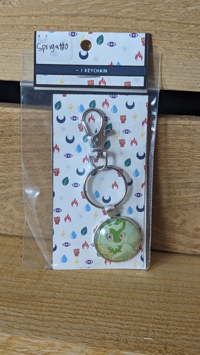 Sprigatito Pokémon Card Keychain